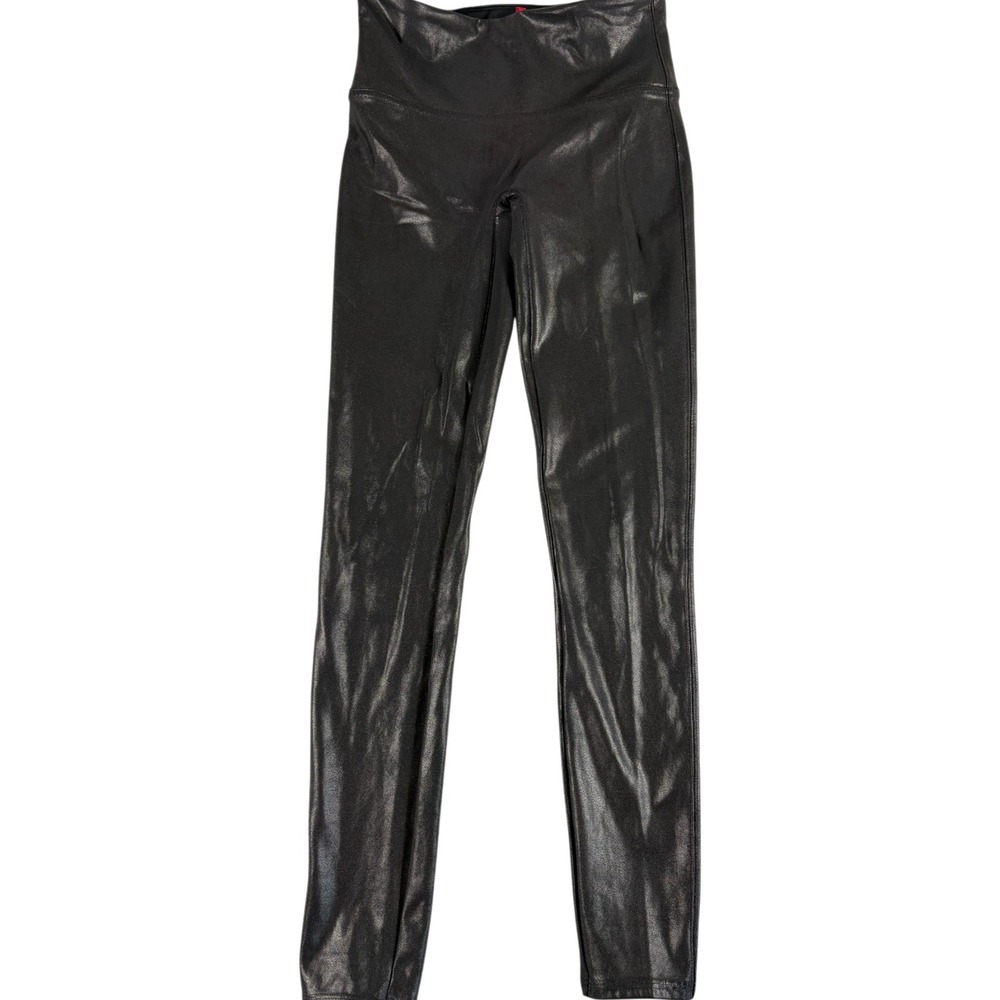 Spanx Faux Leather Leggings Womens Medium Black High Waist Slim Stretch Pull On